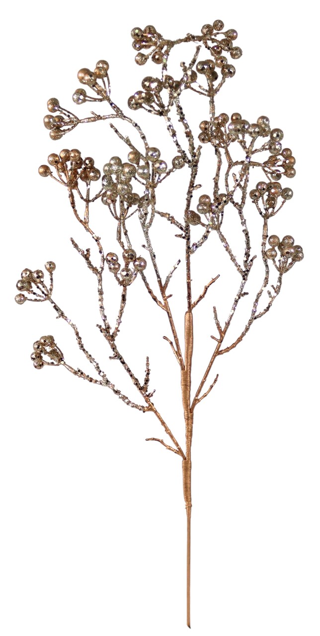 24" Glitter Berry Spray – Gold Artificial Holiday Floral Pick for Crafts & Décor 6 Pack